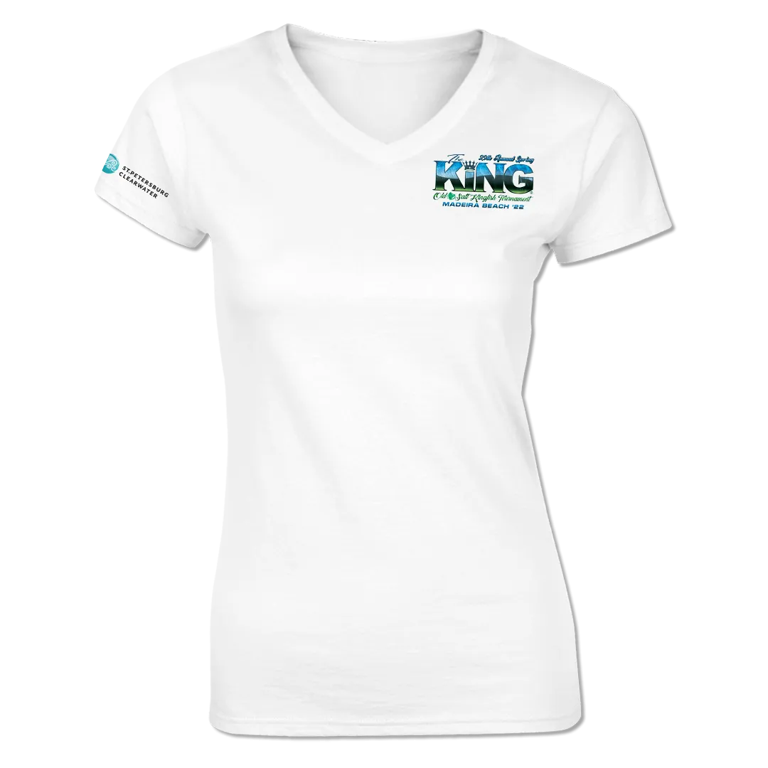 The KING - Spring 2022 - Ladies Short Sleeve Coton V-Neck Shirt - White