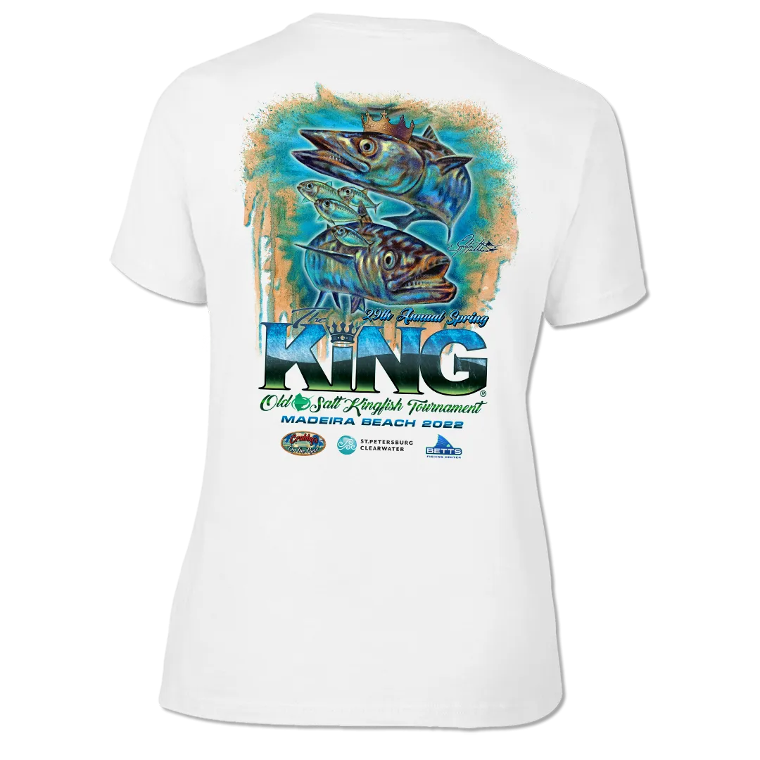 The KING - Spring 2022 - Ladies Short Sleeve Coton V-Neck Shirt - White