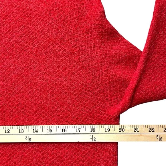 THE KOOPLES Women Back Zipper Mohair Sweater Size Large Crewneck Open Knit Red