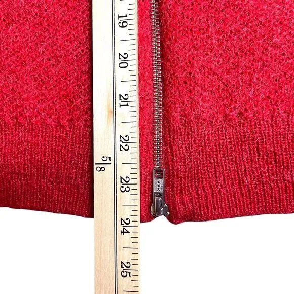 THE KOOPLES Women Back Zipper Mohair Sweater Size Large Crewneck Open Knit Red
