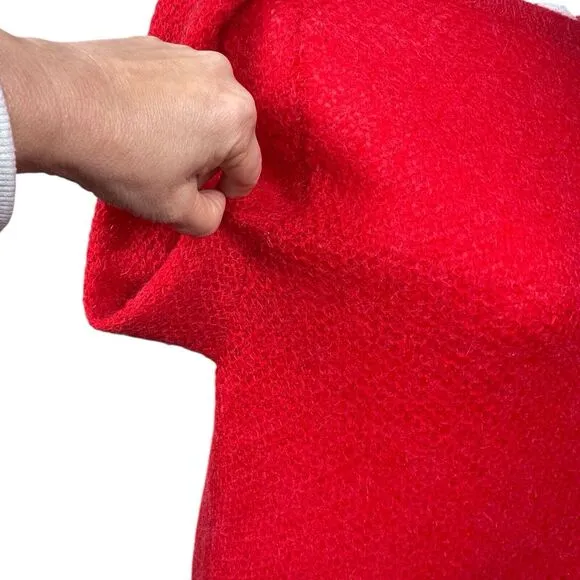 THE KOOPLES Women Back Zipper Mohair Sweater Size Large Crewneck Open Knit Red