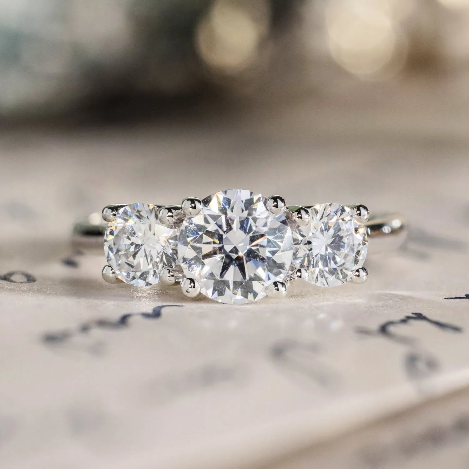 The Lana - Three Stone Round Diamond Engagement Ring