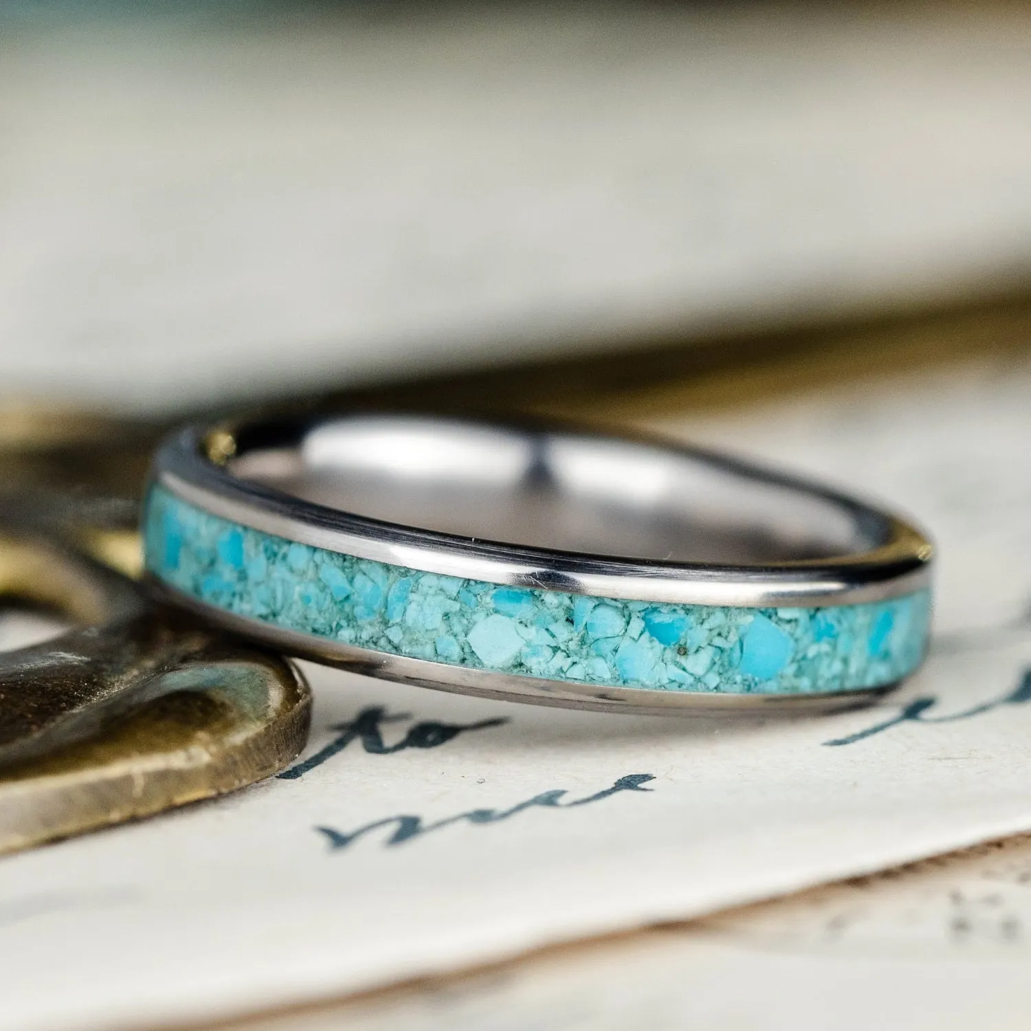 The O'Keeffe | Women's Titanium and Turquoise Ring