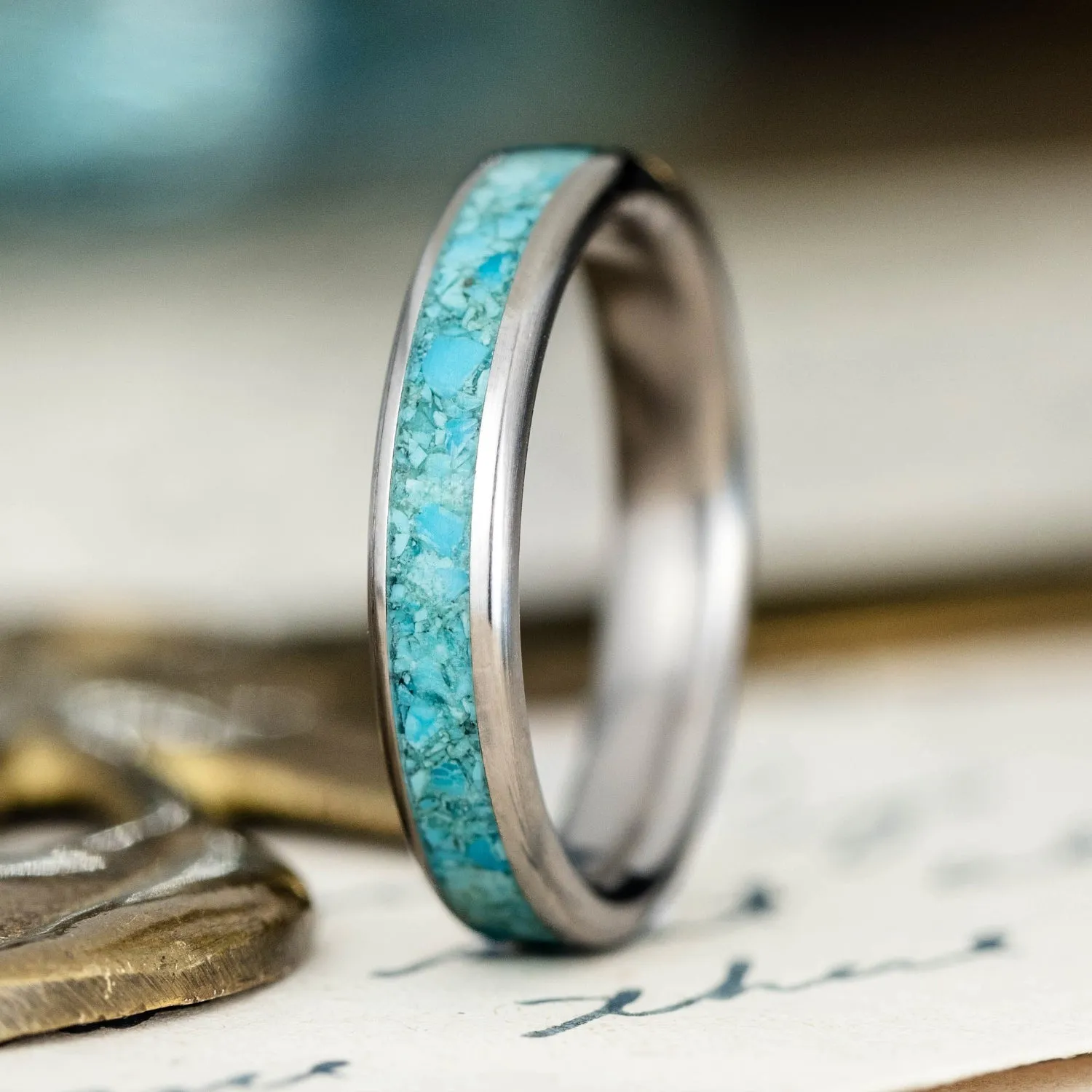 The O'Keeffe | Women's Titanium and Turquoise Ring