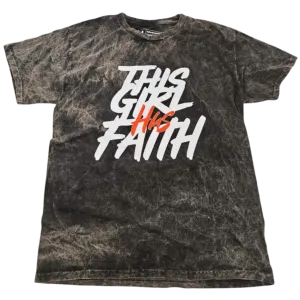 This Girl Has Faith T-Shirt - Black/White Mineral Wash