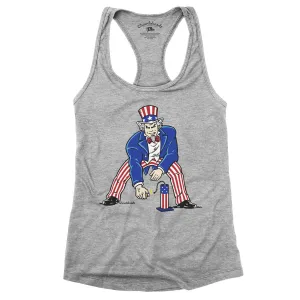 Three Point Stance Uncle Sam Ladies Tank Top