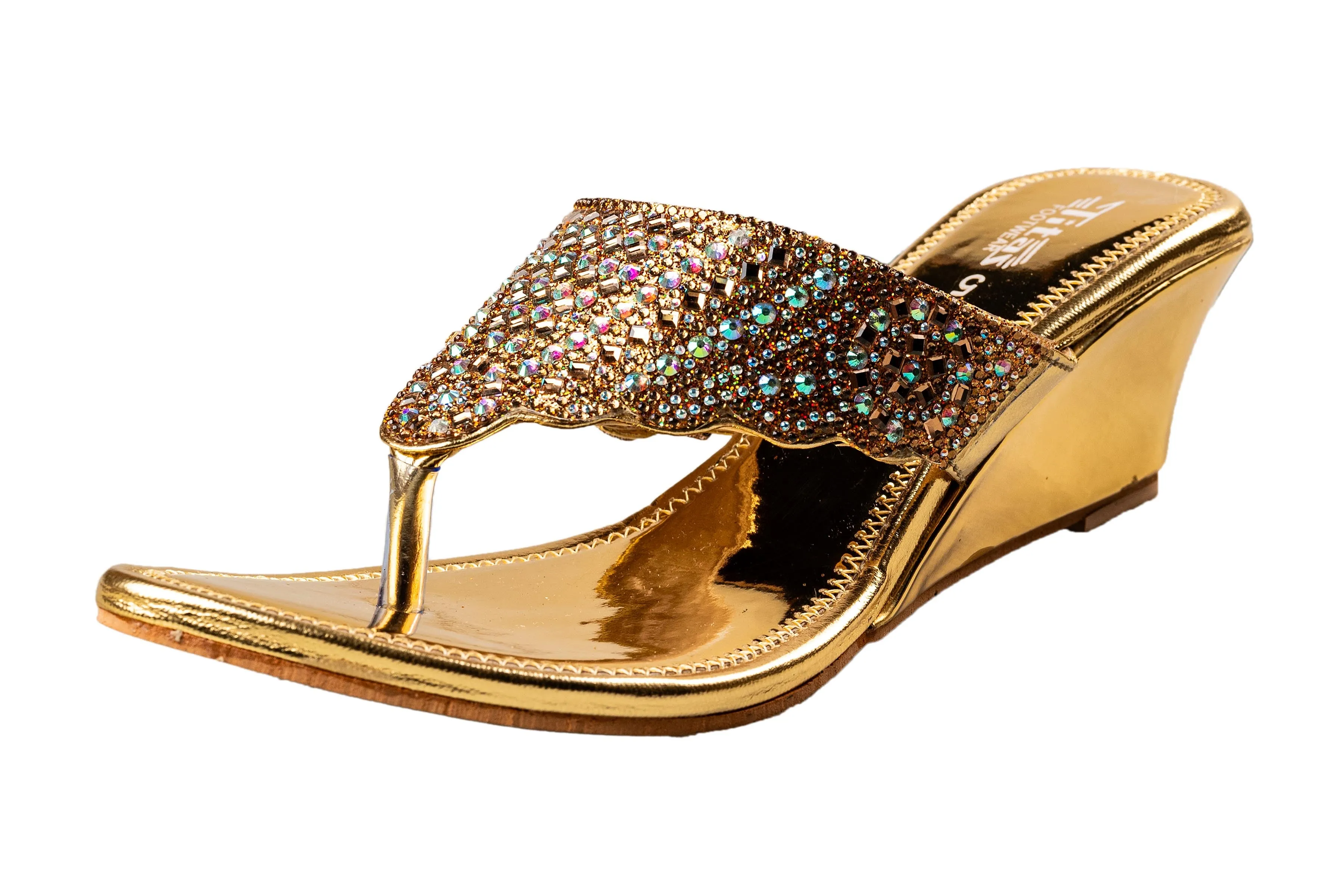 Titas Ladies Golden Wedding Chappal