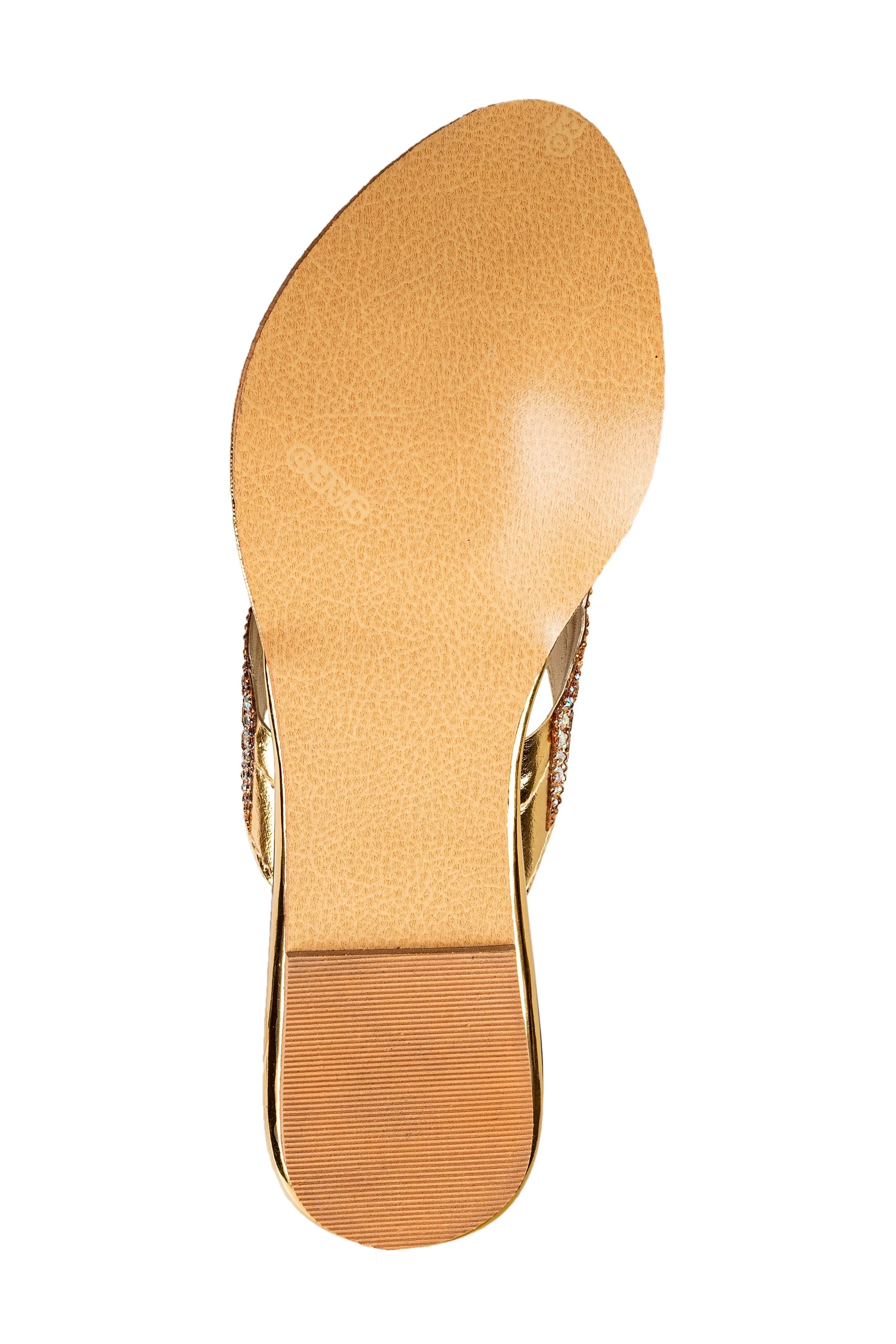 Titas Ladies Golden Wedding Chappal