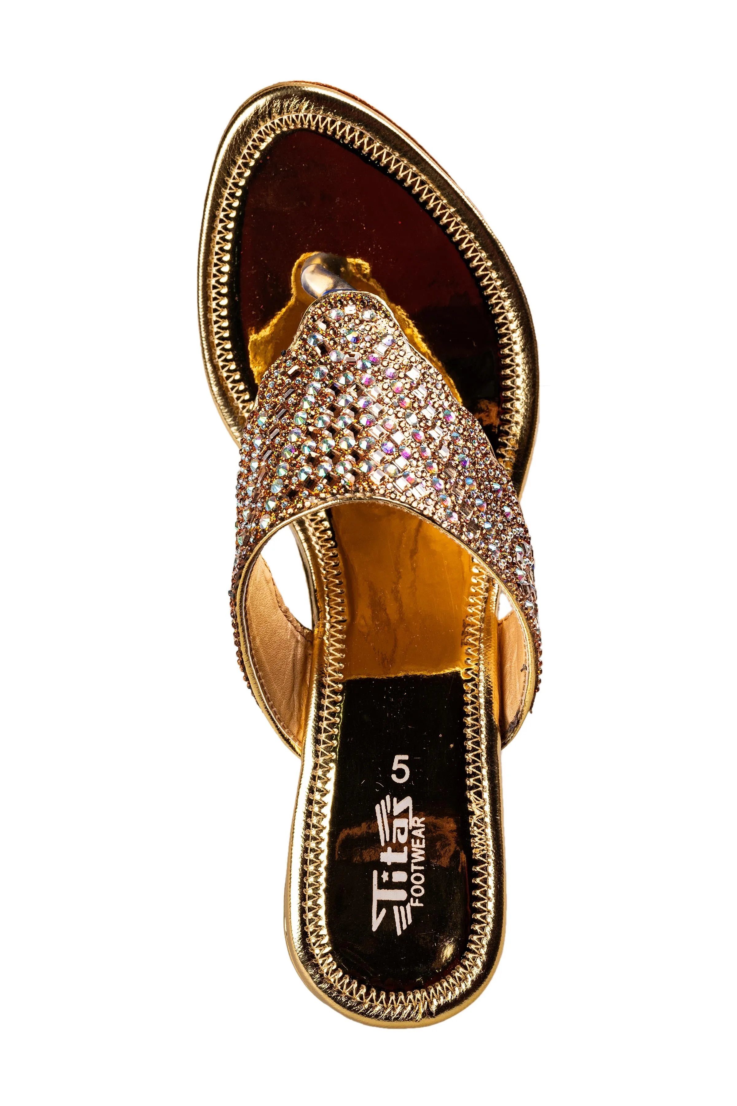 Titas Ladies Golden Wedding Chappal