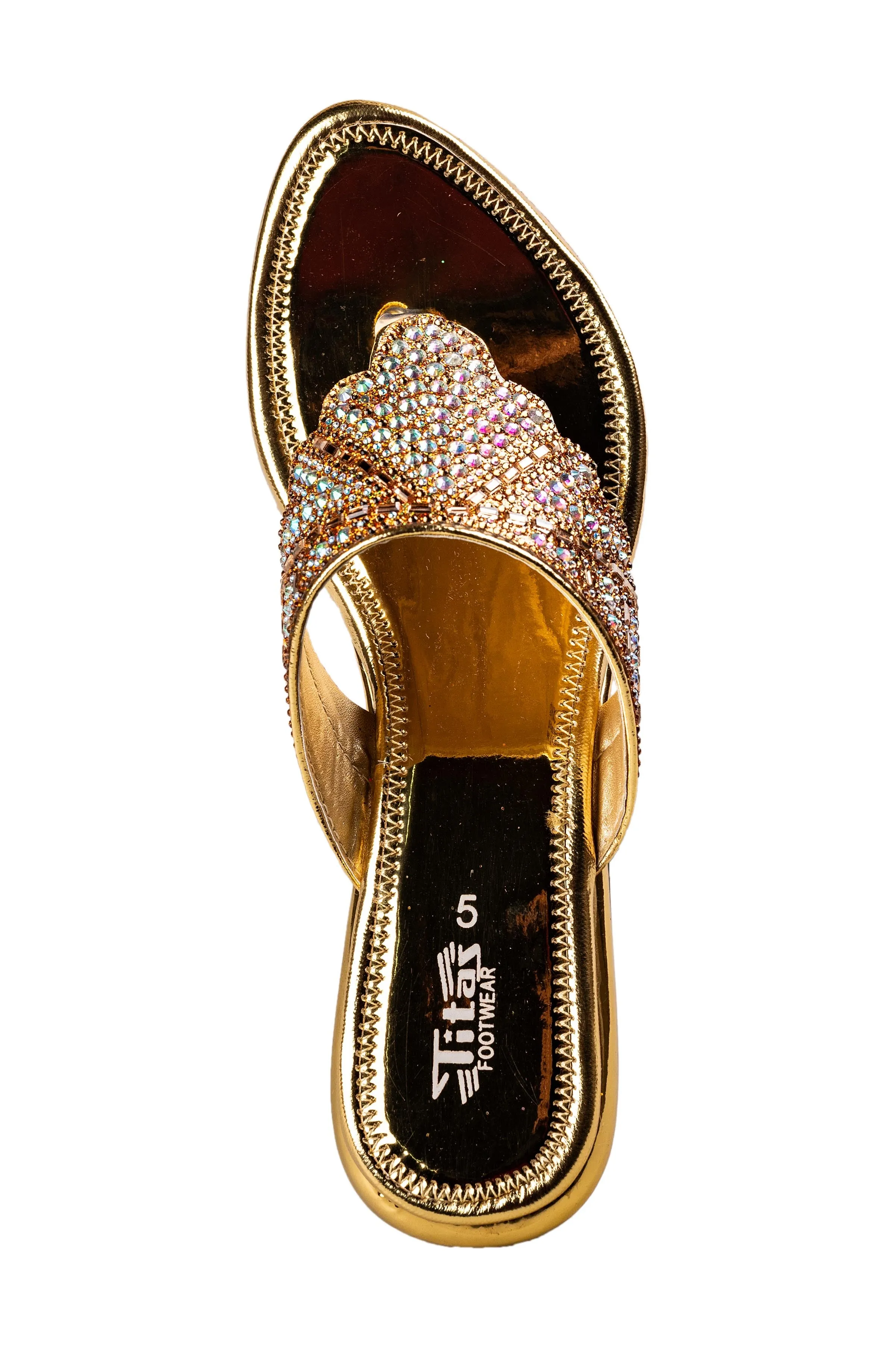 Titas Ladies Golden Wedding Chappal
