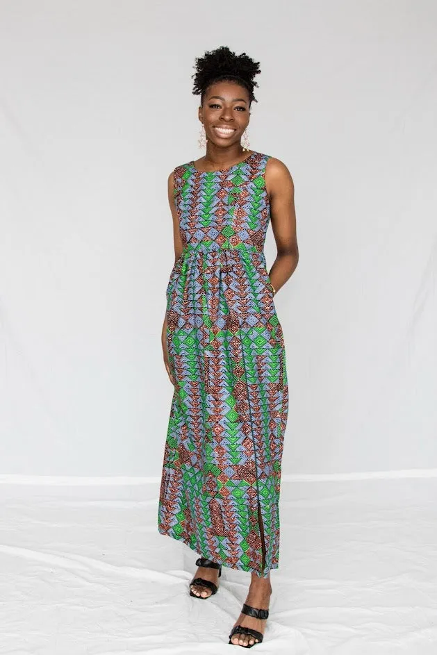 Titi Maxi Dress- Green and gold