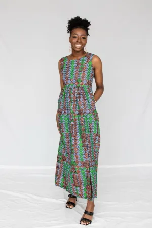 Titi Maxi Dress- Green and gold