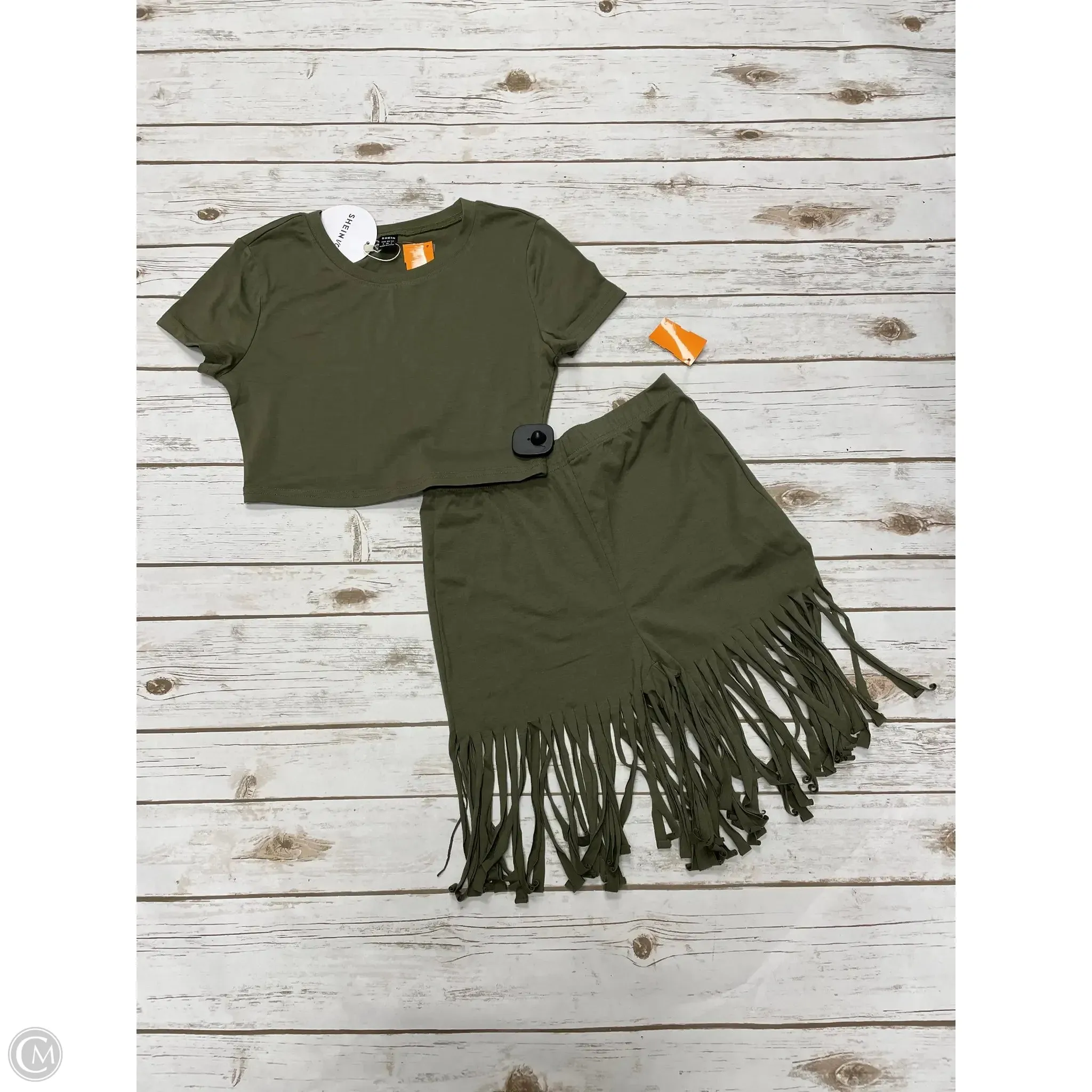 Top 2pc Short Sleeve By Shein In Green, Size: S
