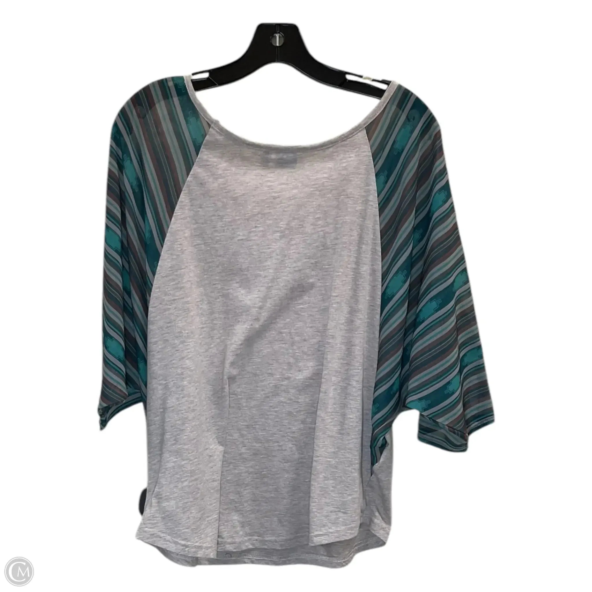 Top 3/4 Sleeve By Clothes Mentor In Green & Tan, Size: M