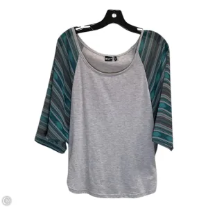 Top 3/4 Sleeve By Clothes Mentor In Green & Tan, Size: M