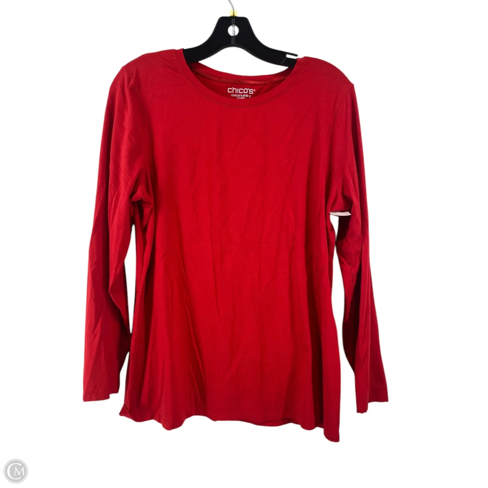 Top Long Sleeve Basic By Chicos In Red, Size: 2