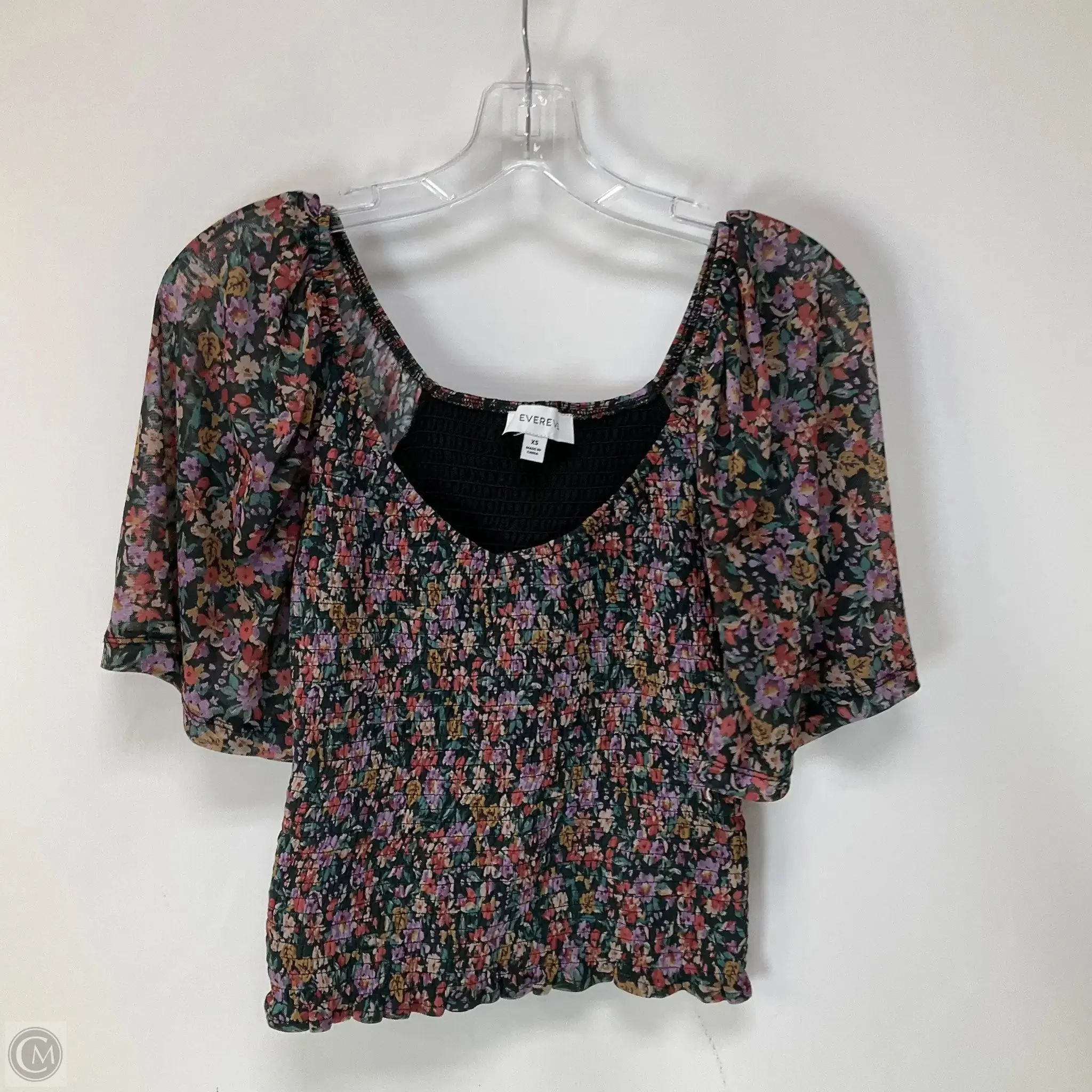Top Long Sleeve By Evereve In Floral Print, Size: Xs