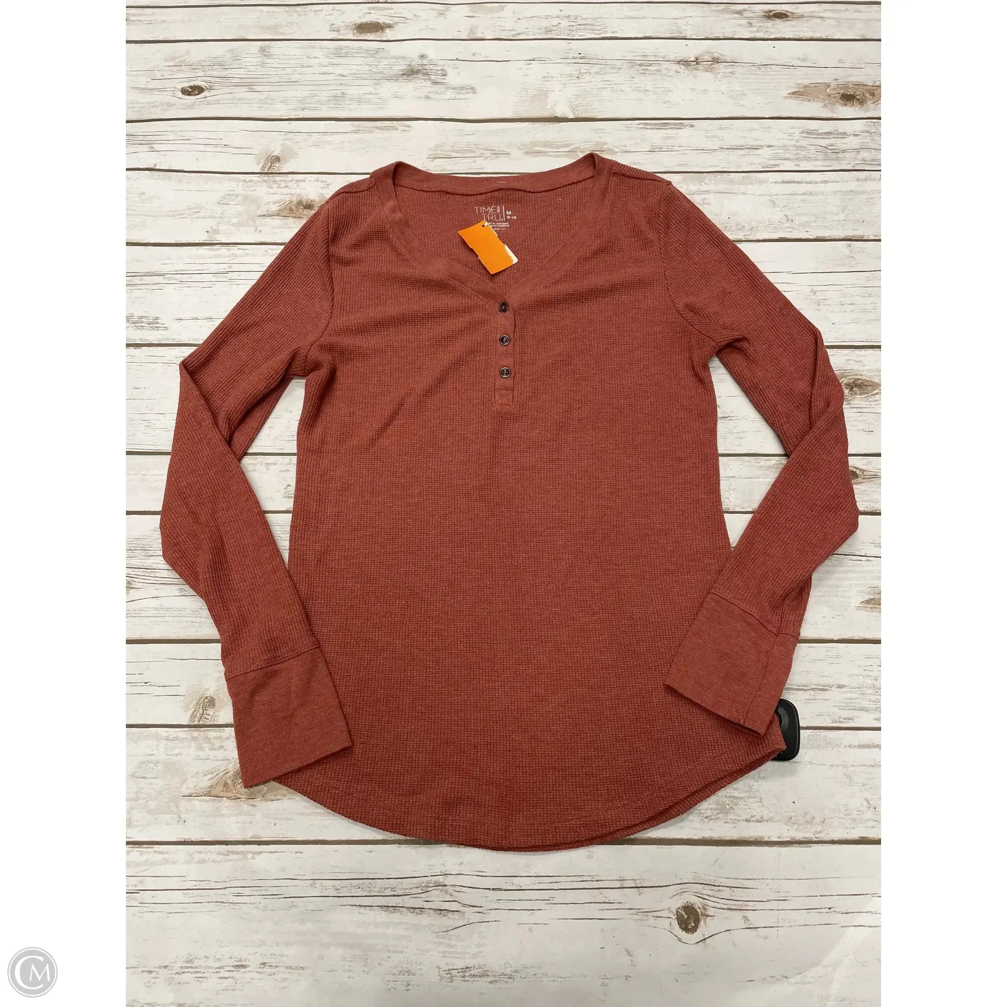 Top Long Sleeve By Time And Tru In Orange, Size: M