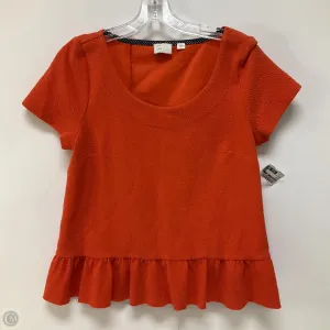 Top Short Sleeve By Anthropologie In Orange, Size: M