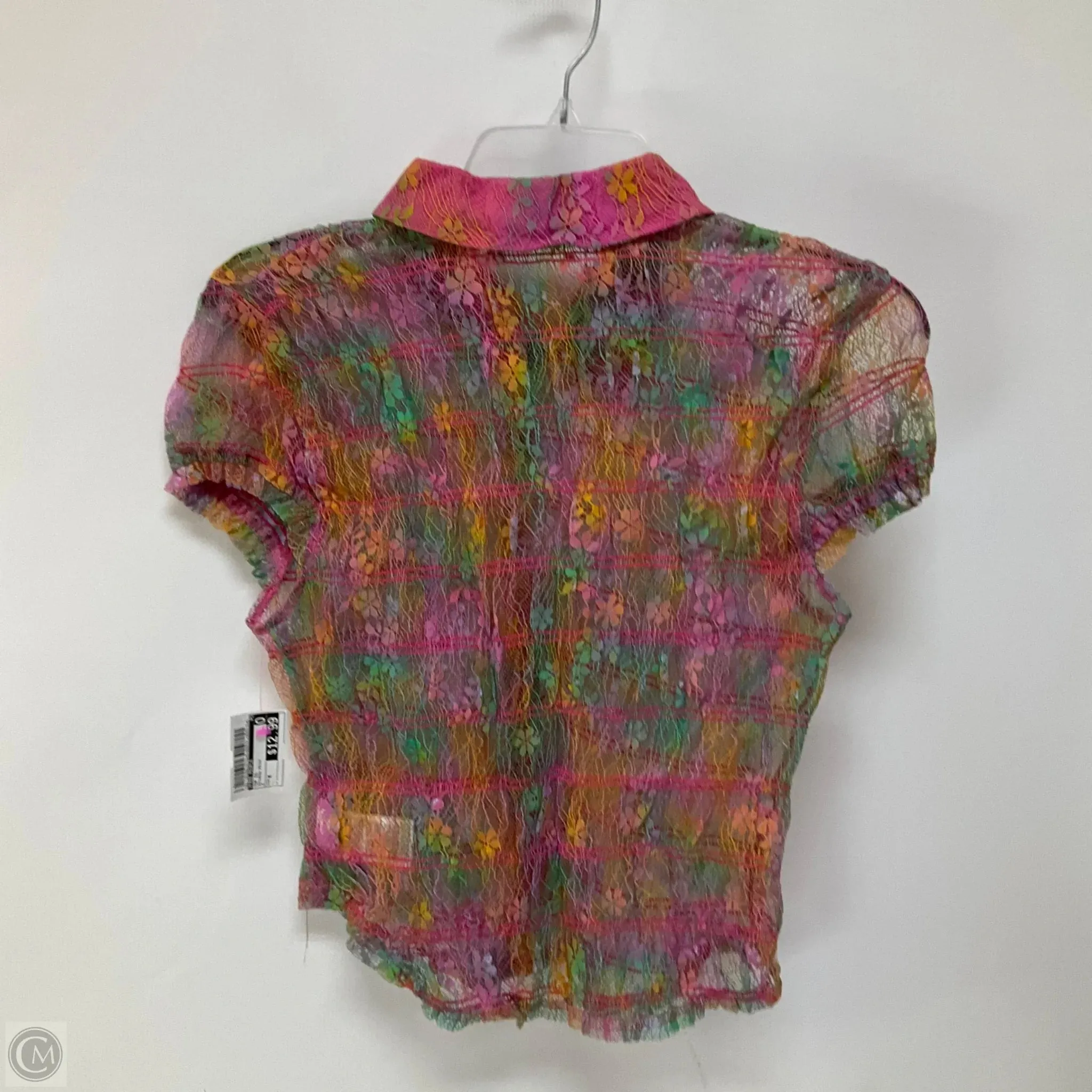 Top Short Sleeve By Free People In Rainbow Print, Size: M