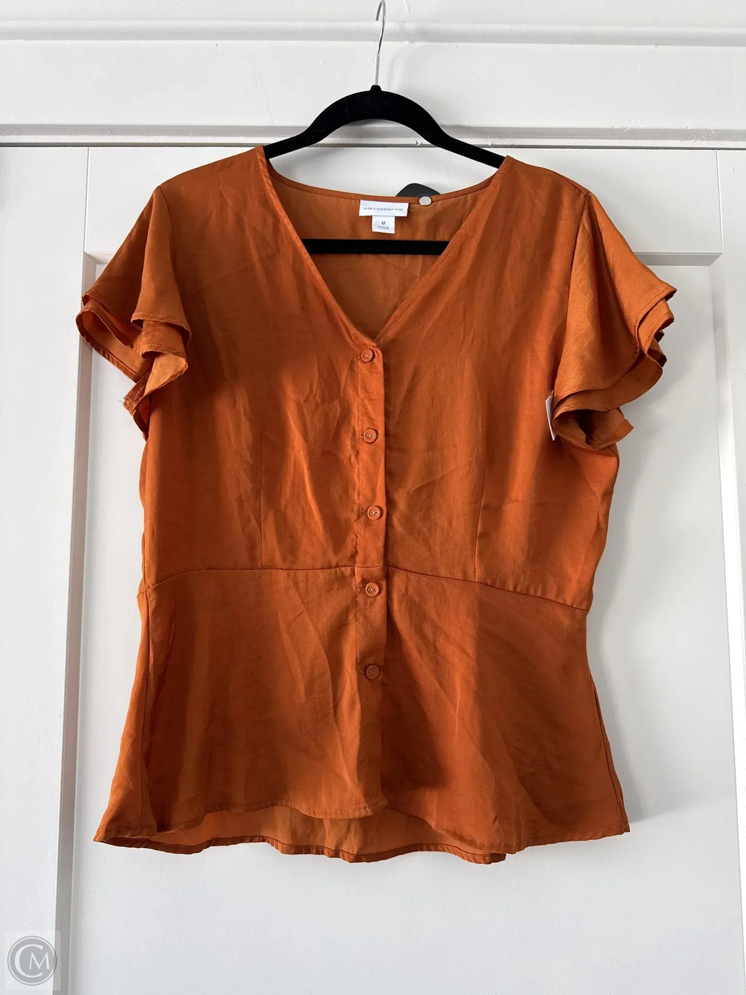 Top Short Sleeve By Liz Claiborne In Orange, Size: M