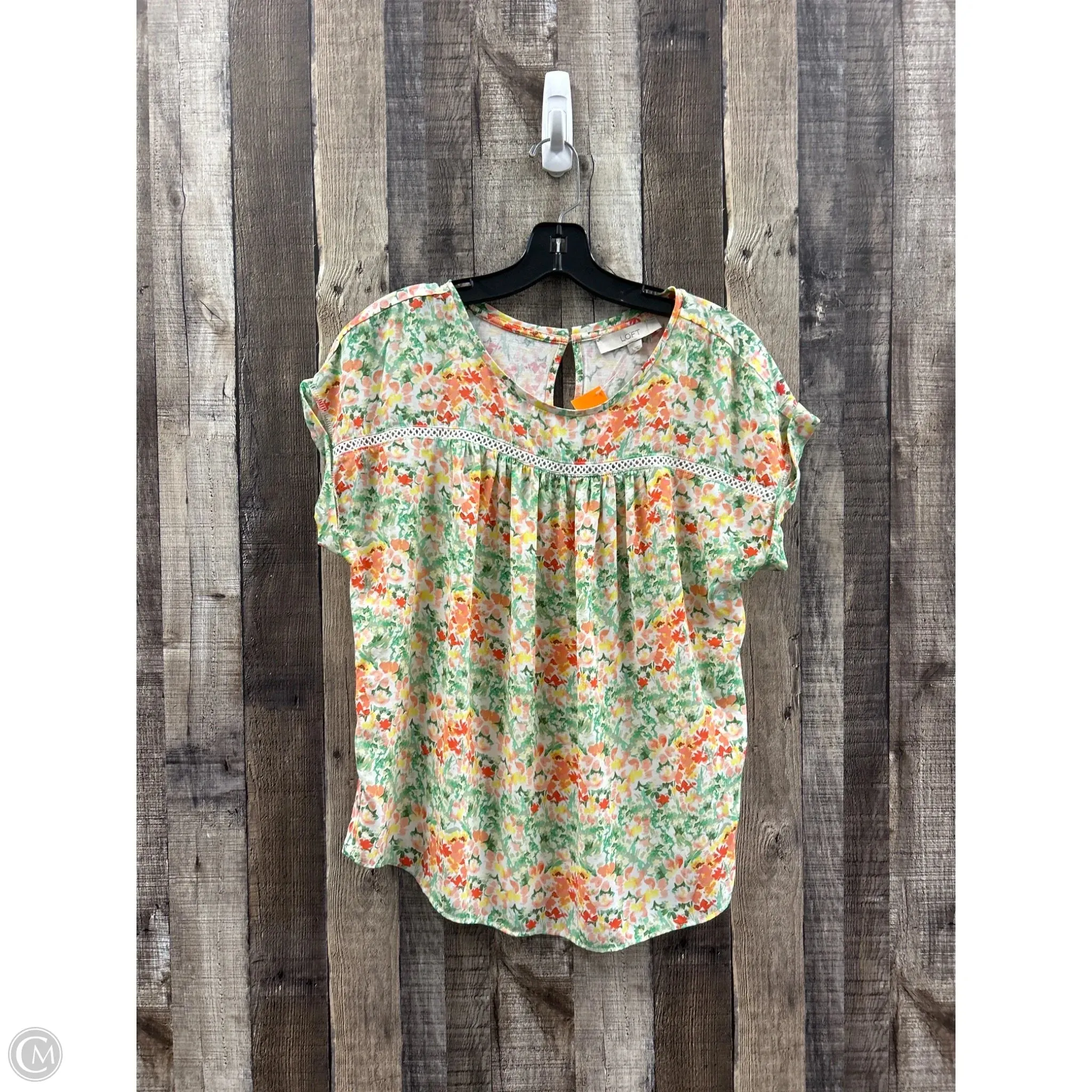 Top Short Sleeve By Loft In Floral Print, Size: S