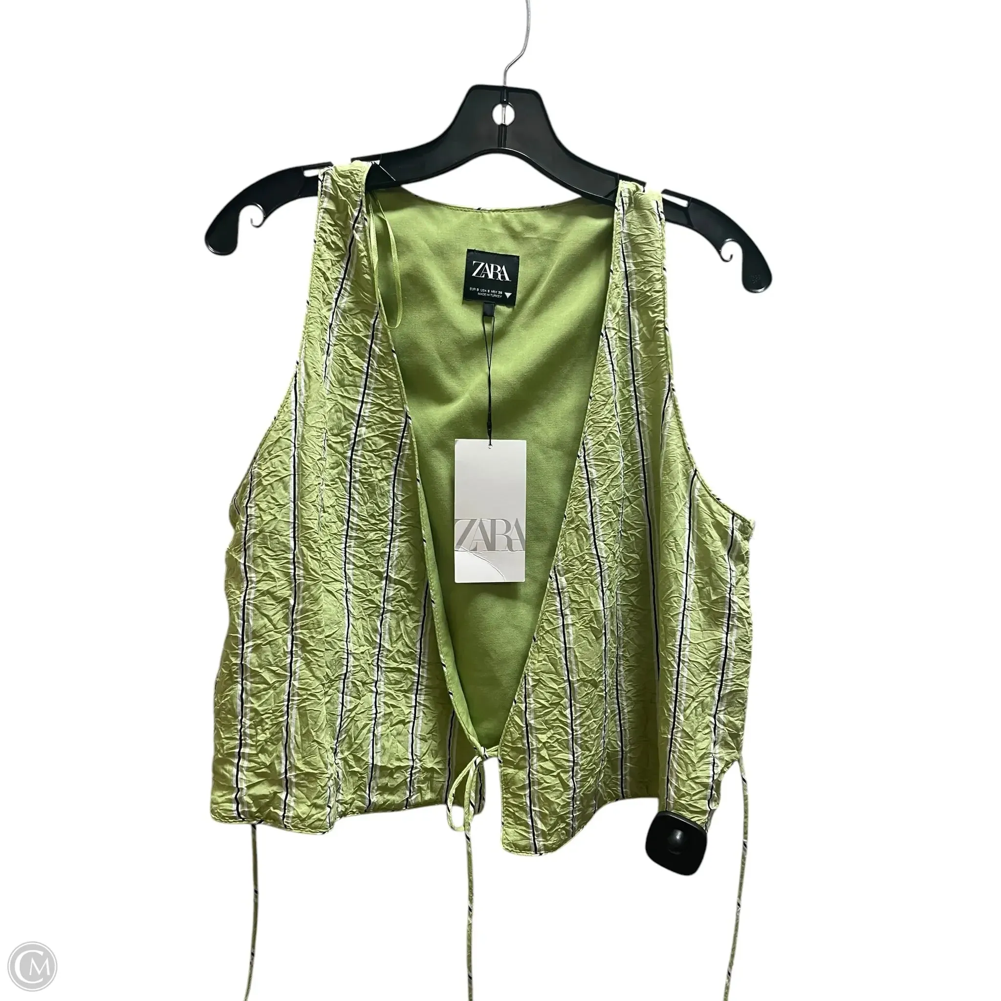 Top Sleeveless By Zara In Green, Size: S