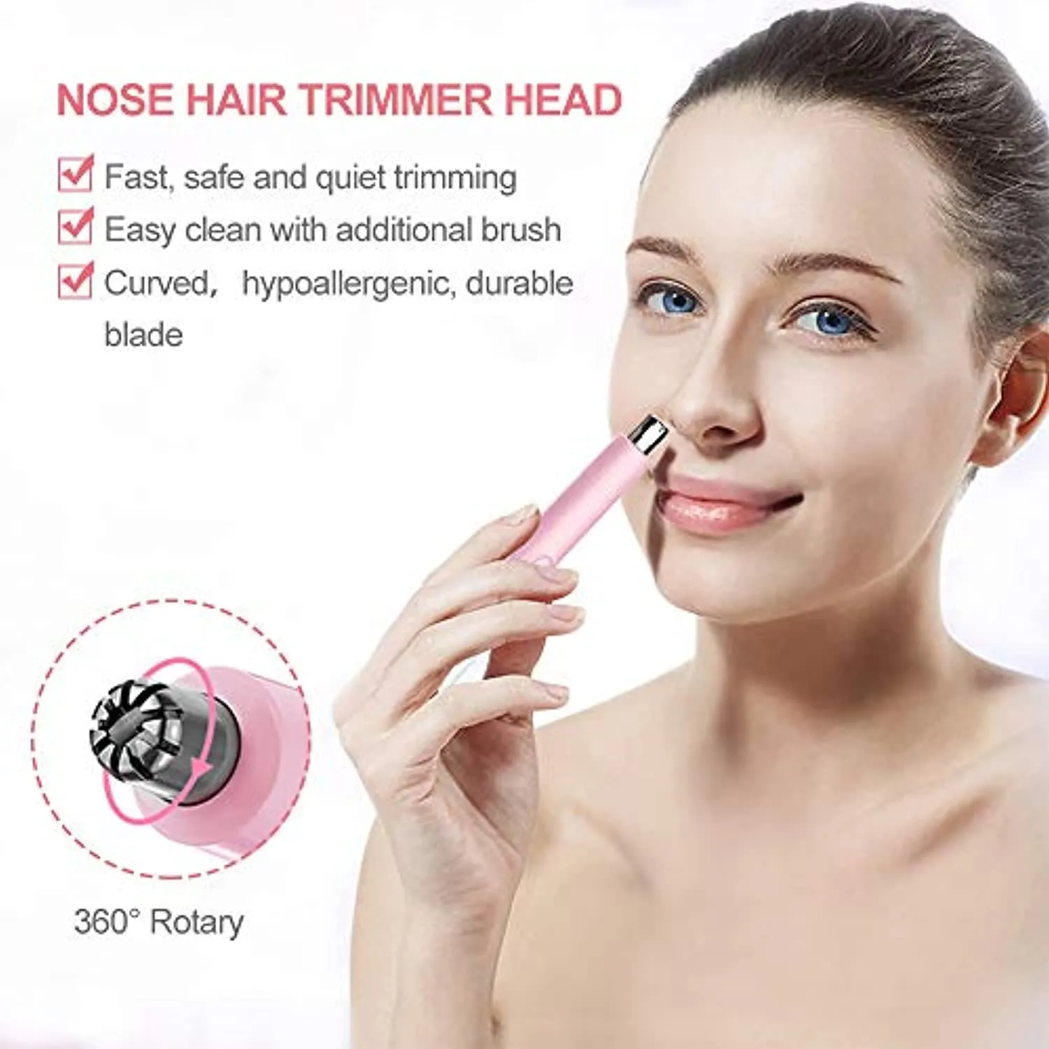TOUCHBeauty Hair Trimmer for Face Eyebrow Nose Ear Body Hair Trimming, All in ONE Hair Remover for Women & Men Dual Blades Shaver Battery Powered TB-1458