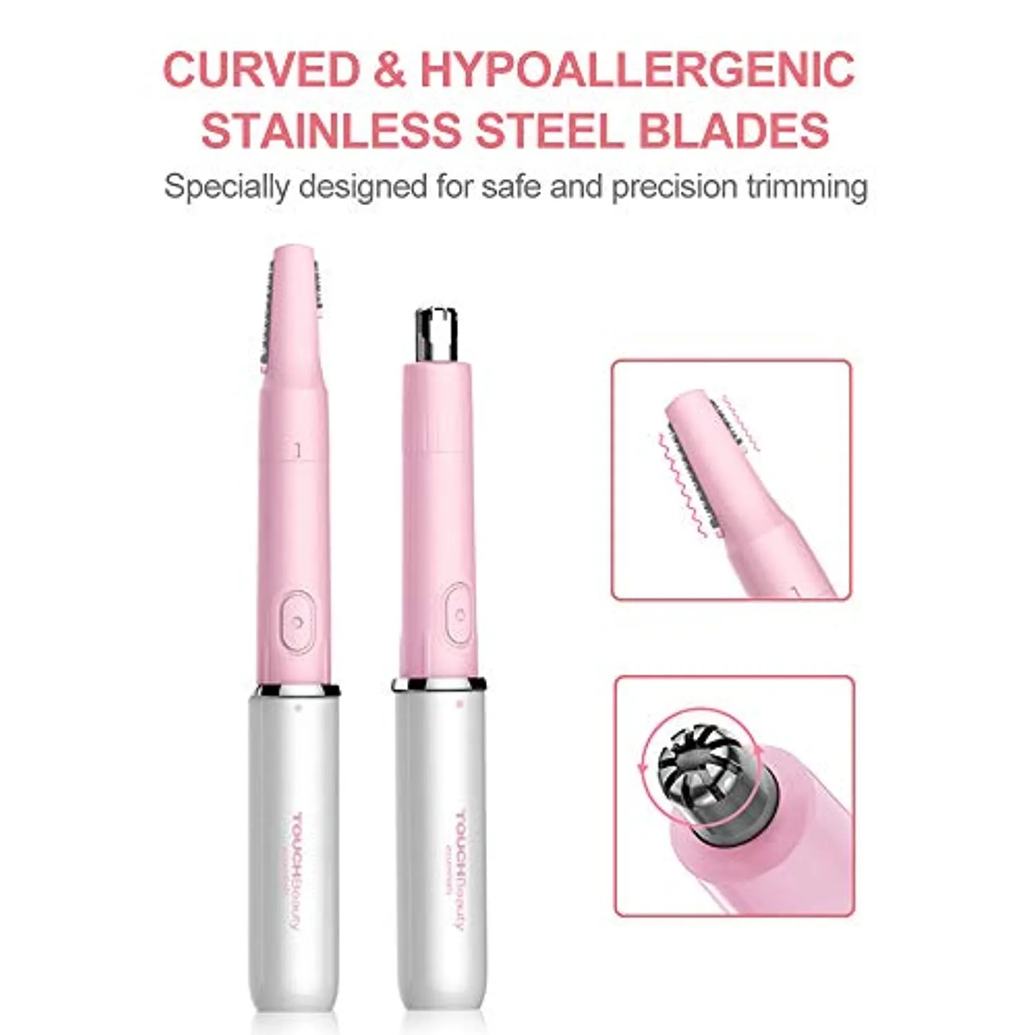 TOUCHBeauty Hair Trimmer for Face Eyebrow Nose Ear Body Hair Trimming, All in ONE Hair Remover for Women & Men Dual Blades Shaver Battery Powered TB-1458