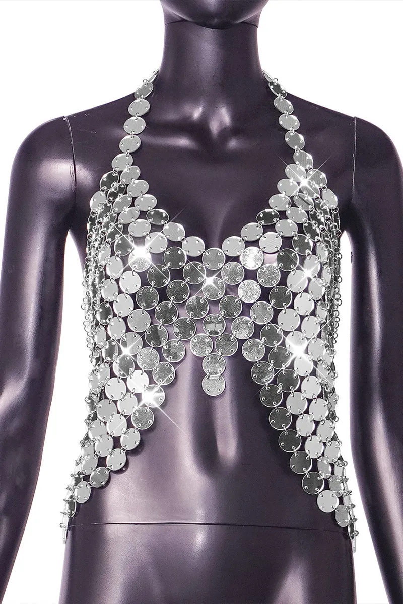 TR3024 Sequins Chain Top