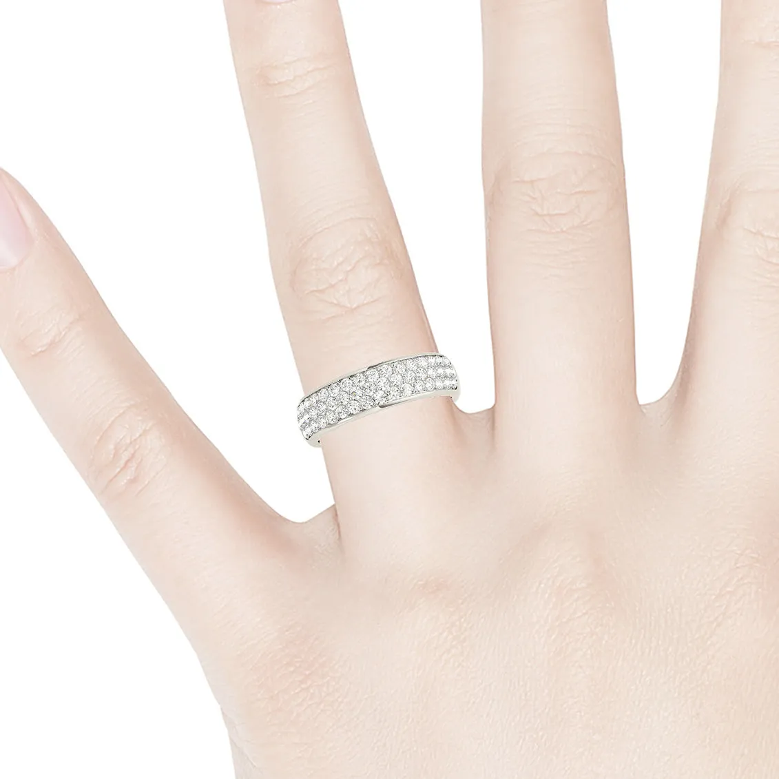 Triple Row 0.70 ctw. Round Diamond Wedding Band