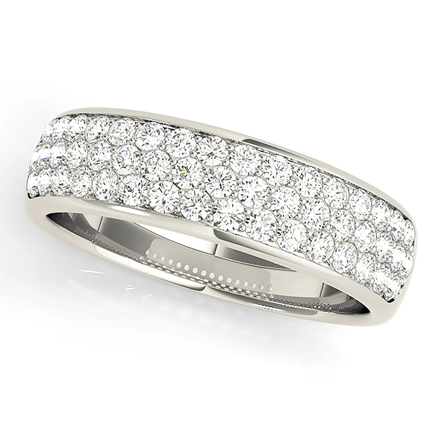 Triple Row 0.70 ctw. Round Diamond Wedding Band