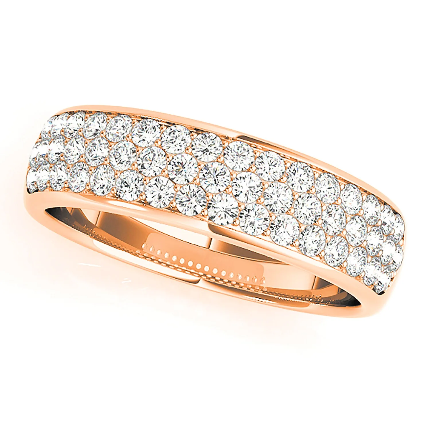 Triple Row 0.70 ctw. Round Diamond Wedding Band
