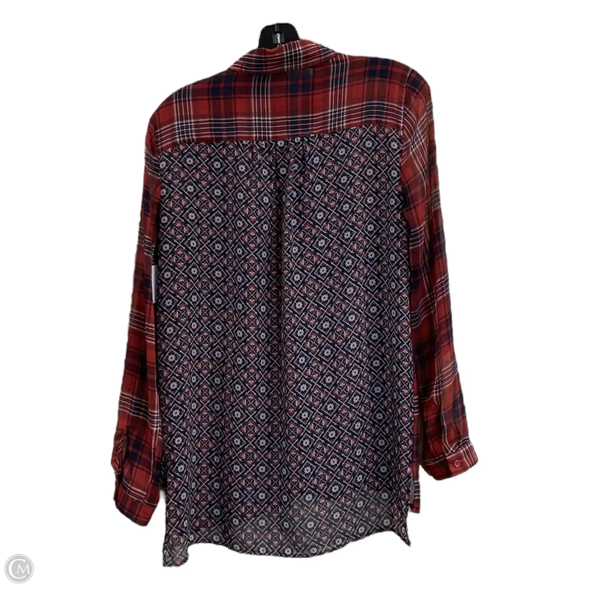 Tunic Long Sleeve By Band Of Gypsies In Blue & Orange, Size: S
