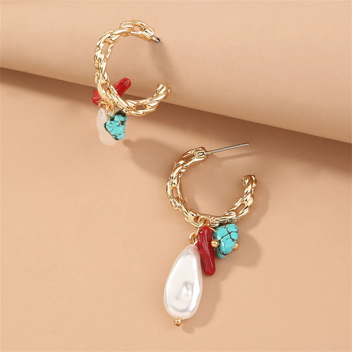 Turquoise & 18K Gold-Plated Drop Earrings