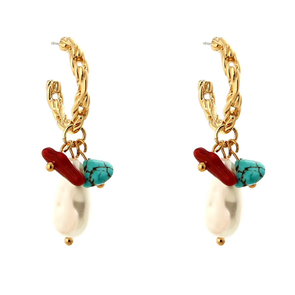 Turquoise & 18K Gold-Plated Drop Earrings