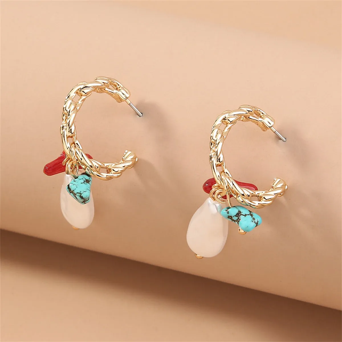 Turquoise & 18K Gold-Plated Drop Earrings