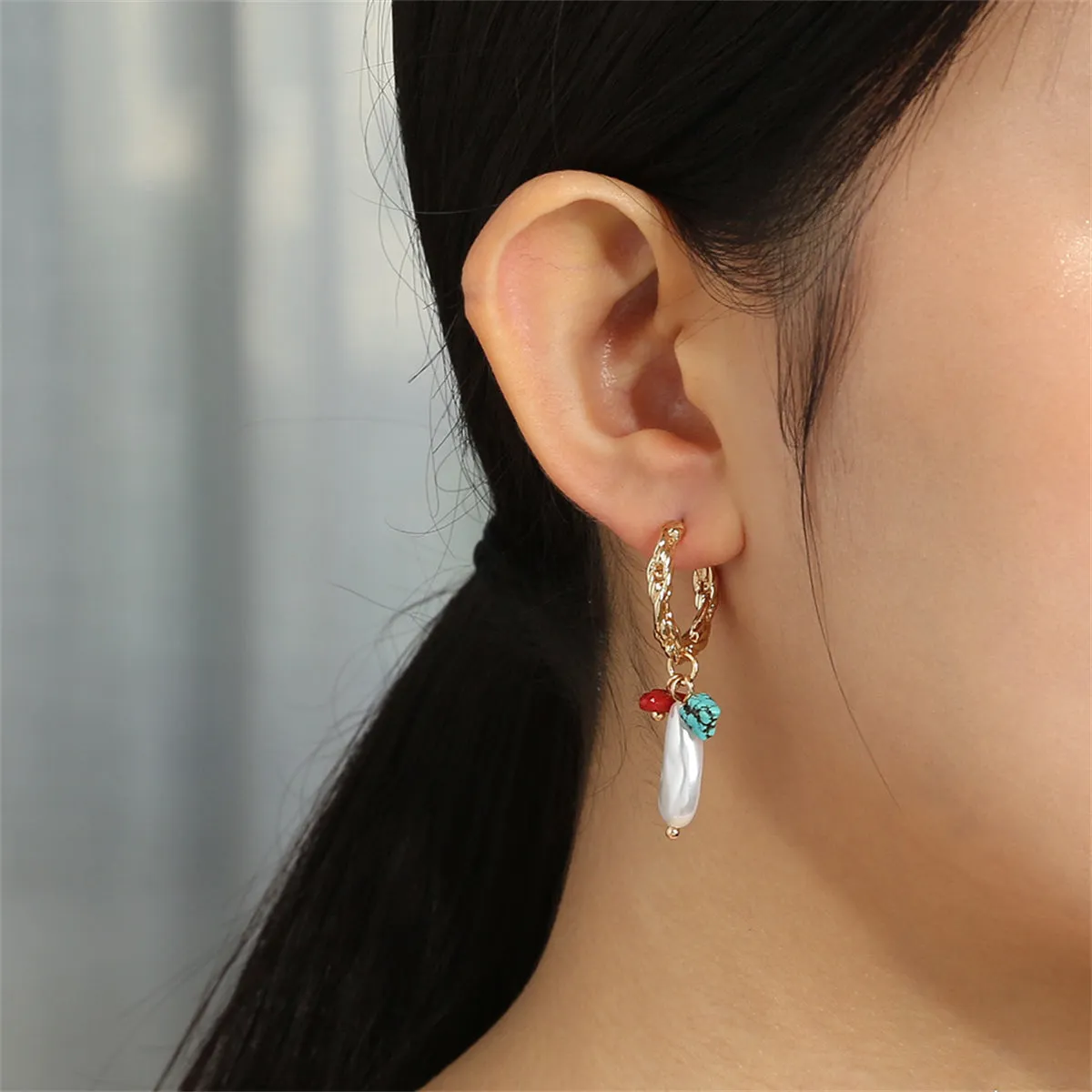 Turquoise & 18K Gold-Plated Drop Earrings