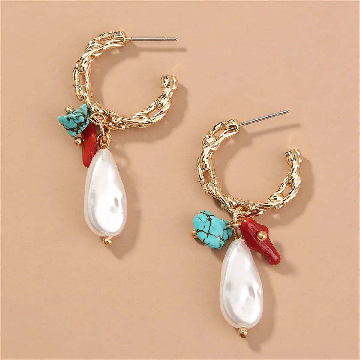Turquoise & 18K Gold-Plated Drop Earrings