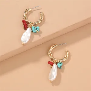 Turquoise & 18K Gold-Plated Drop Earrings