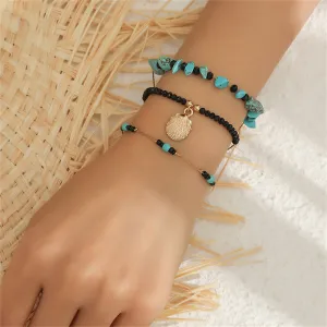 Turquoise & Acrylic Three-Piece Charm Bracelet Set