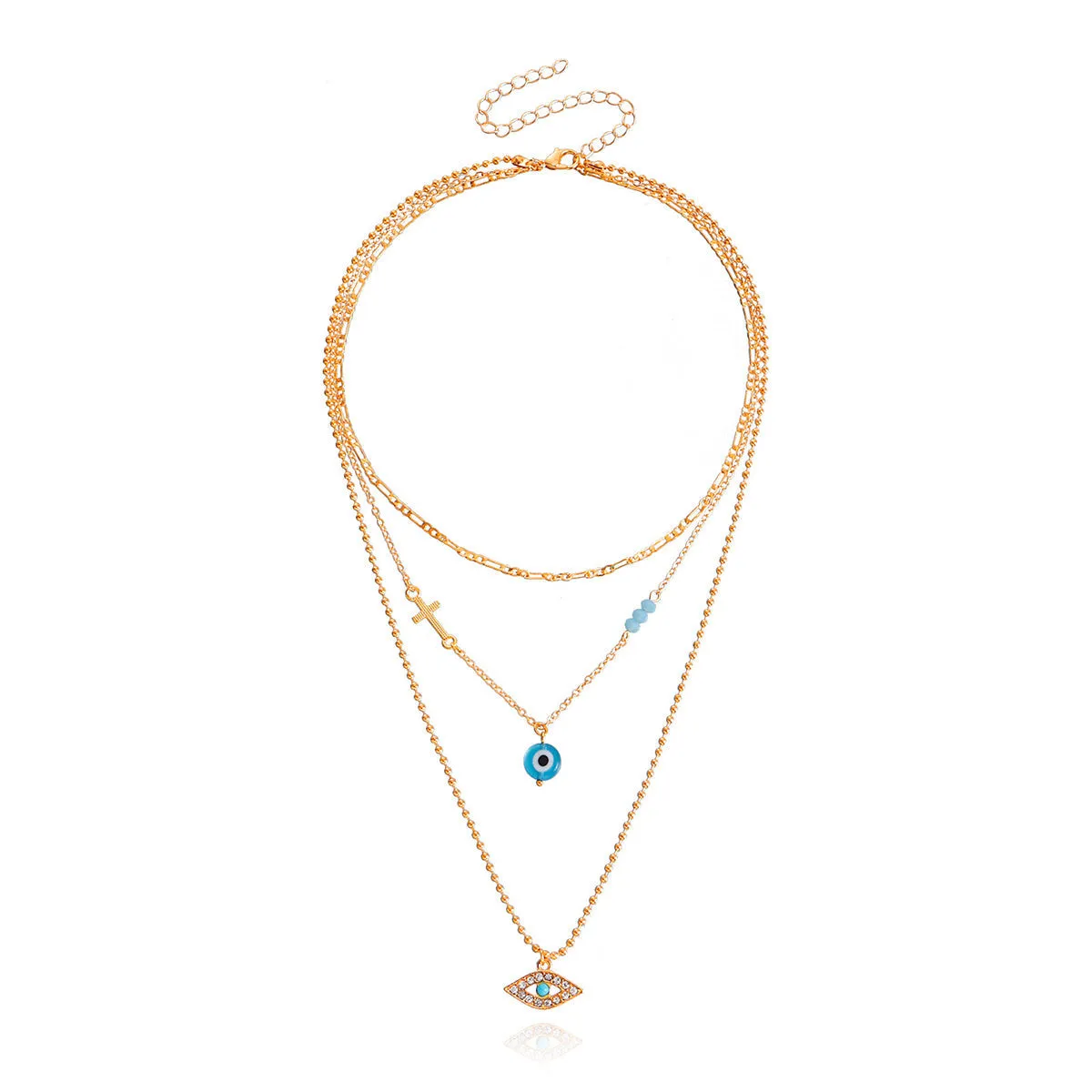 Turquoise & Cubic Zirconia 18K Gold-Plated Evil Eye Pendant Necklace