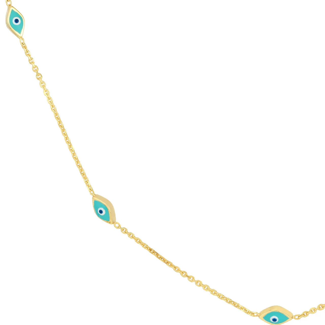 Turquoise Enamel Evil Eye Station Necklace
