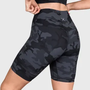 TWL - WOMEN'S HIGH WAISTED EXTRA LONG BALANCE SHORTS - BLACK/CAMO
