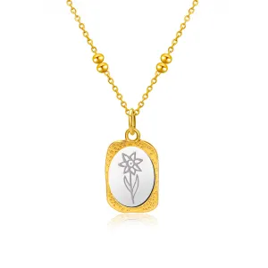 Two-Tone Daffodil Textured Pendant Necklace