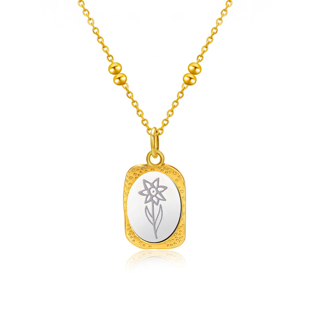 Two-Tone Daffodil Textured Pendant Necklace