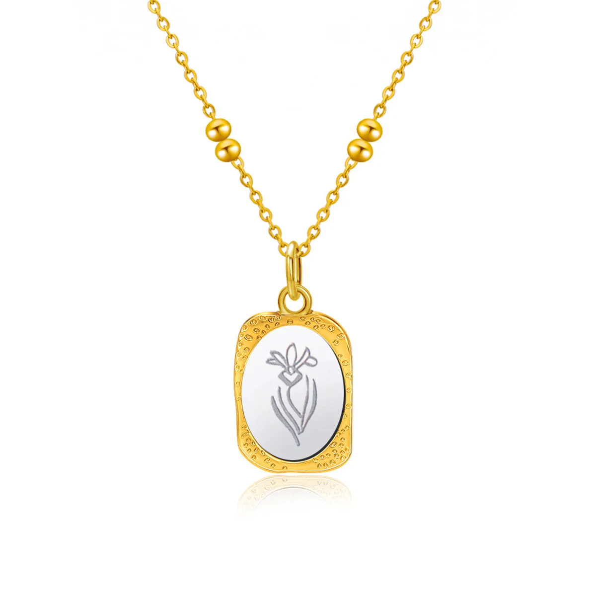 Two-Tone Iris Textured Pendant Necklace