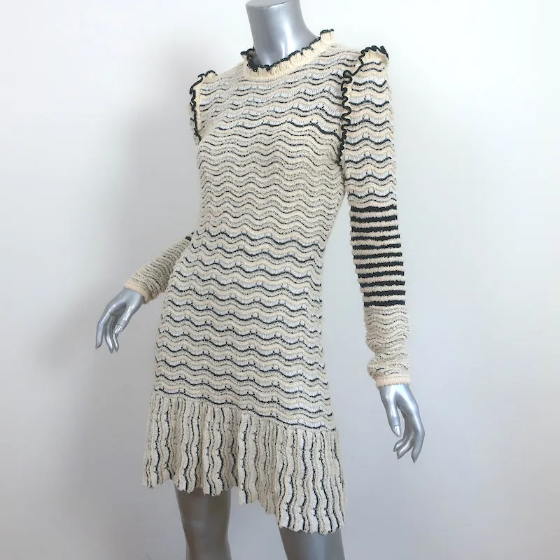 Ulla Johnson Roshan Long Sleeve Mini Dress Ivory Textured Knit Size Small