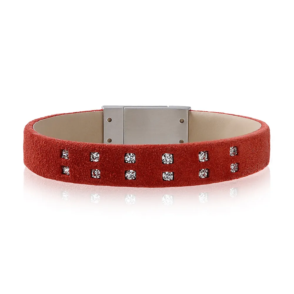 Velvet Leather Crystal Bracelet