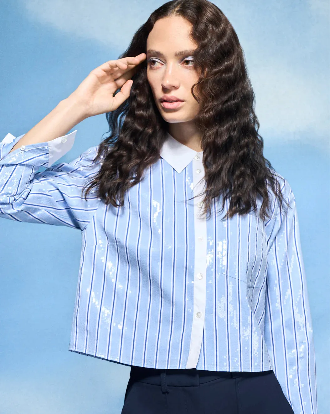 VERONICA BEARD Maia Sequin Shirt